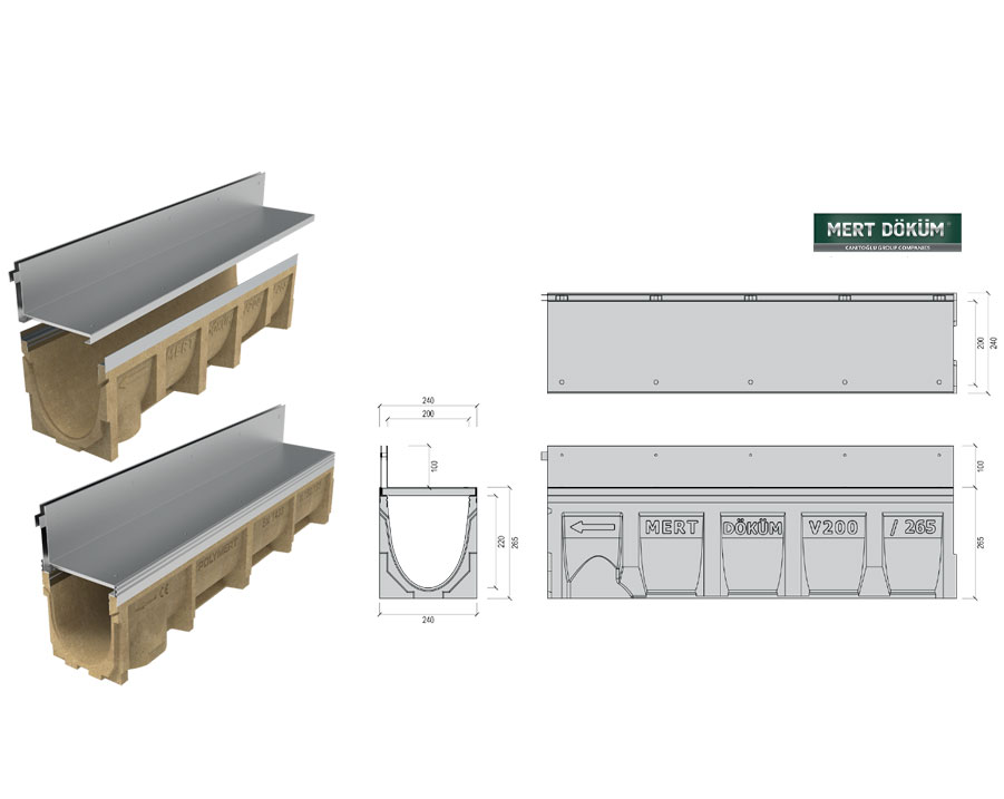 Caniveau de drainage en béton polymère